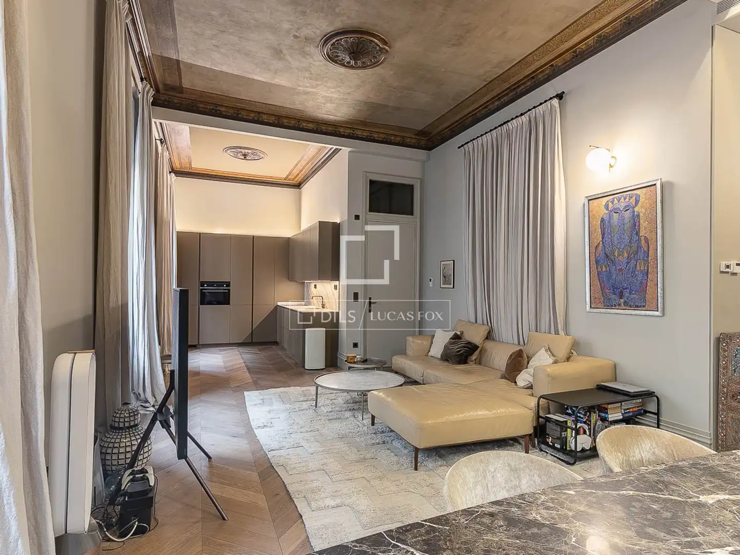 Wohnzimmer von Wohnung zum Verkauf in Barcelona mit Klimaanlage, Heizung und Möbliert
