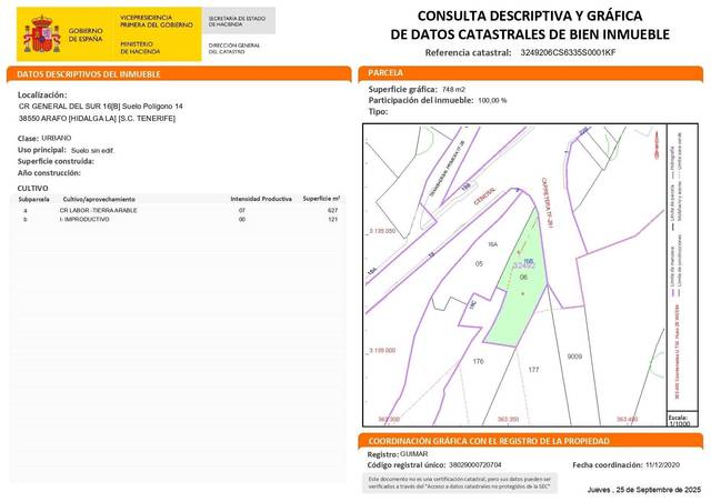 Terreno residencial en Venta en Carretera Carretera General del Sur, 16B en Arafo