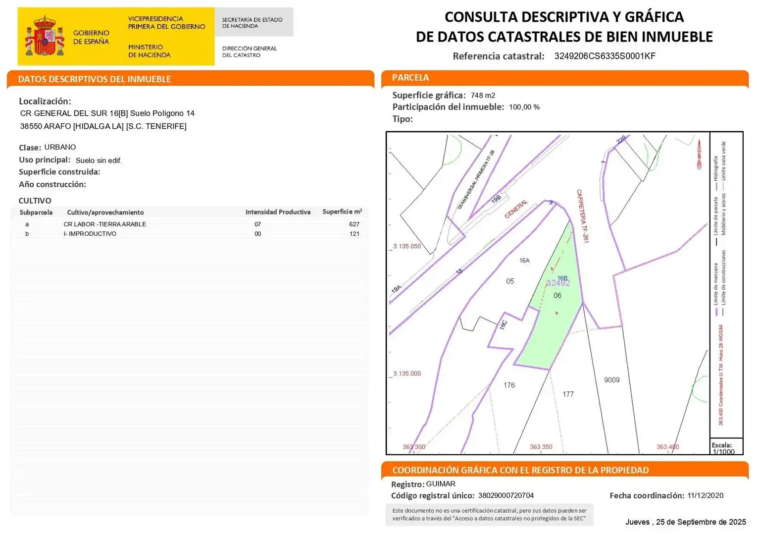 Lands and plots for sale in Carretera Carretera General del Sur 16B