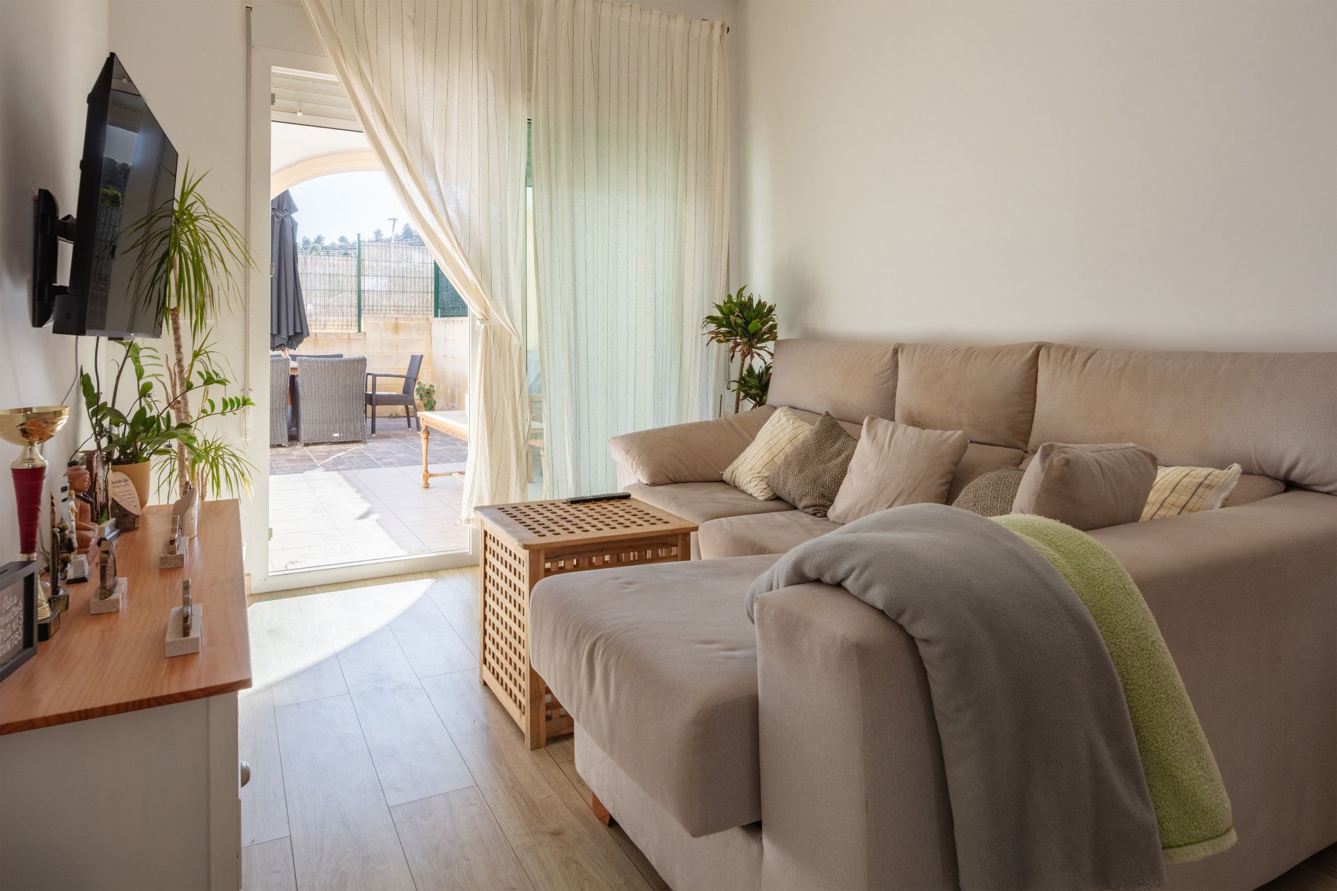 Sala de estar de Apartamento en venta en Benitachell / El Poble Nou de Benitatxell con Calefacción, Jardín privado y Terraza