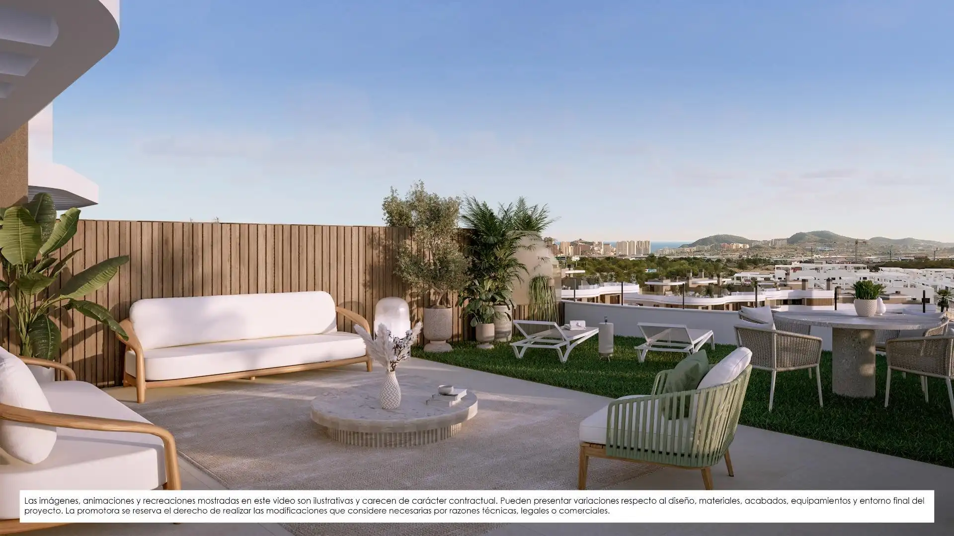 Terrasse von Wohnungen zum Verkauf in Benidorm mit Klimaanlage, Heizung und Privatgarten