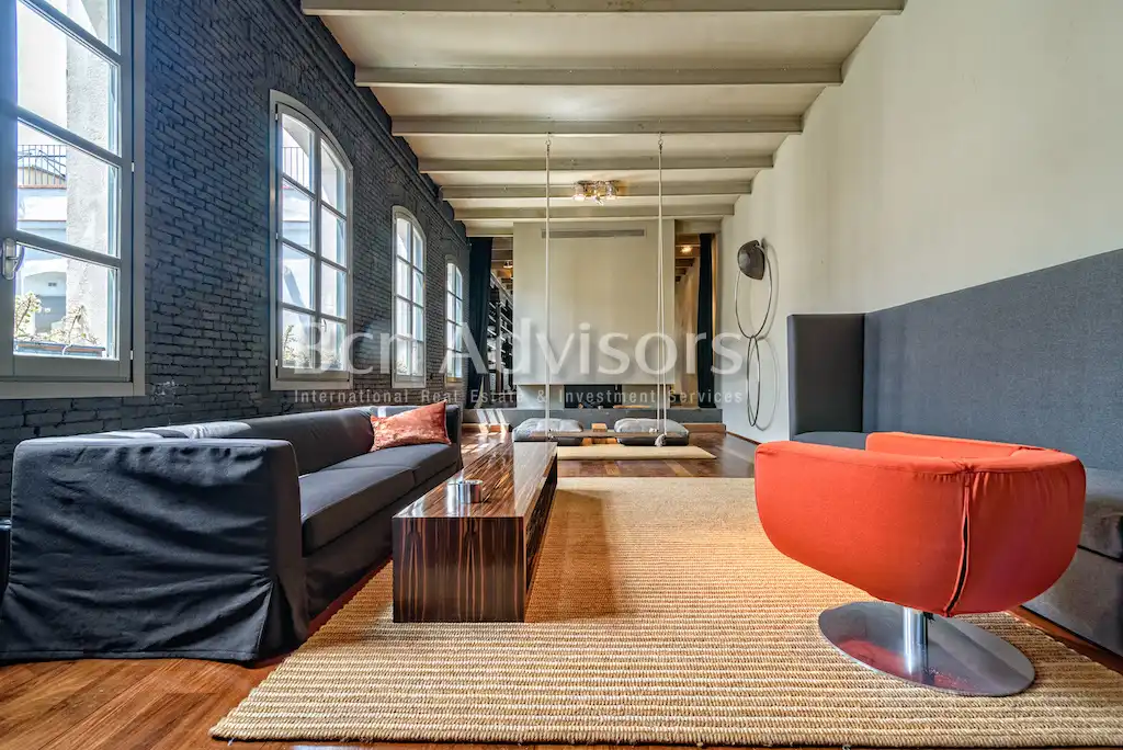 Sala de estar de Ático de alquiler en Barcelona con Aire acondicionado, Calefacción y Terraza