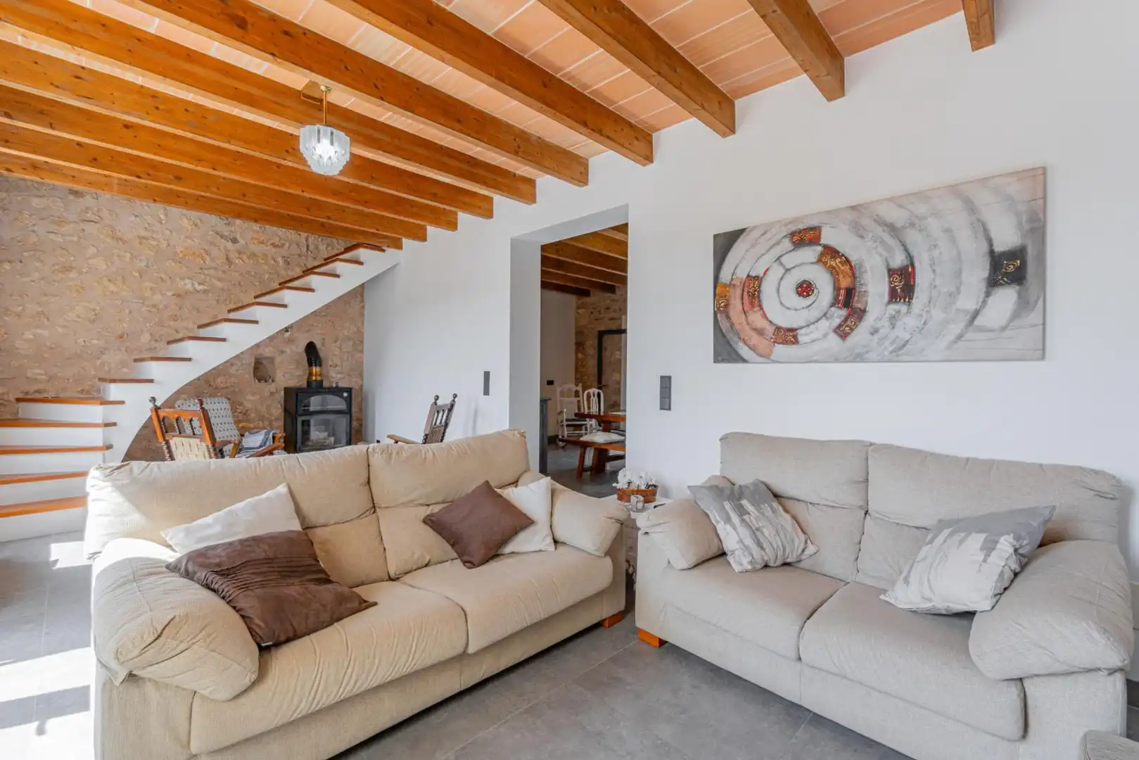 Wohnzimmer von Country house zur Miete in Manacor mit Klimaanlage, Heizung und Privatgarten