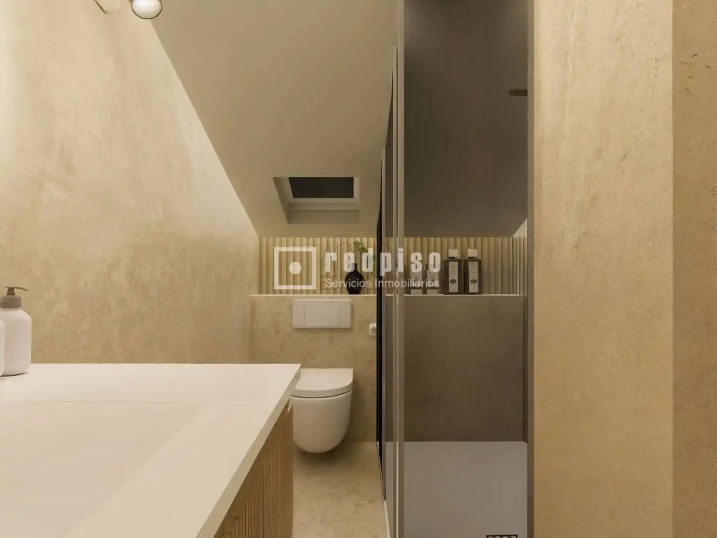 Badezimmer von Dachboden zum Verkauf in Madrid mit Klimaanlage, Heizung und Parkett