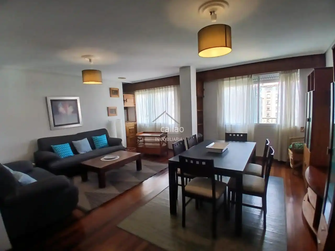 Living room of Flat for rent in Ferrol  with Heating, Parquet flooring and Furnished