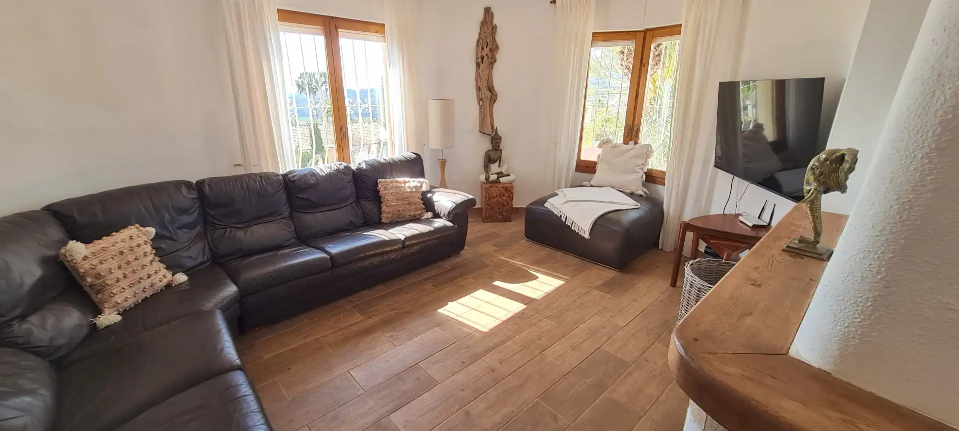 Wohnzimmer von Haus oder Chalet zum Verkauf in Calpe / Calp mit Klimaanlage, Privatgarten und Abstellraum