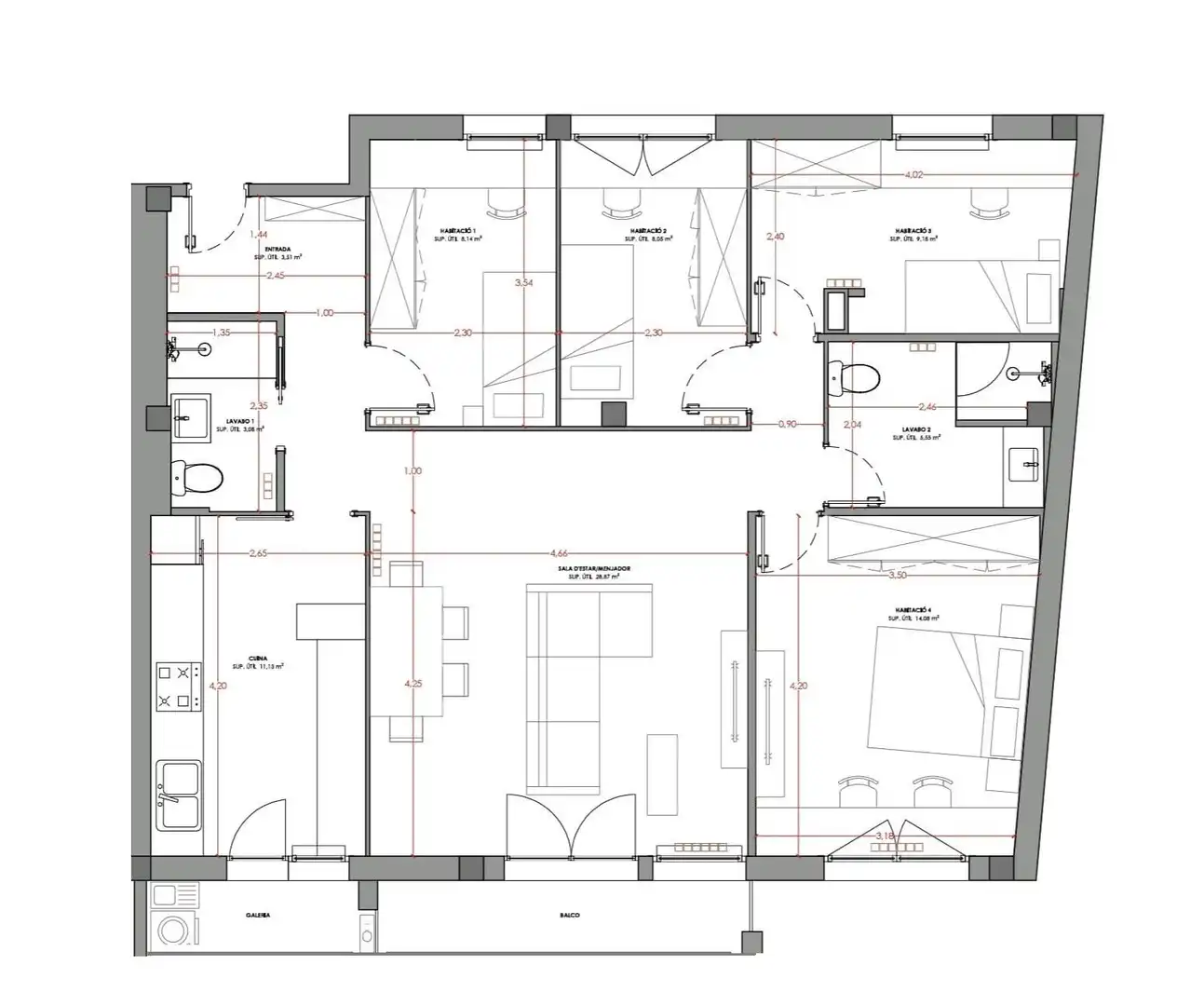 Wohnung zum Verkauf in Barcelona mit Klimaanlage, Heizung und Terrasse