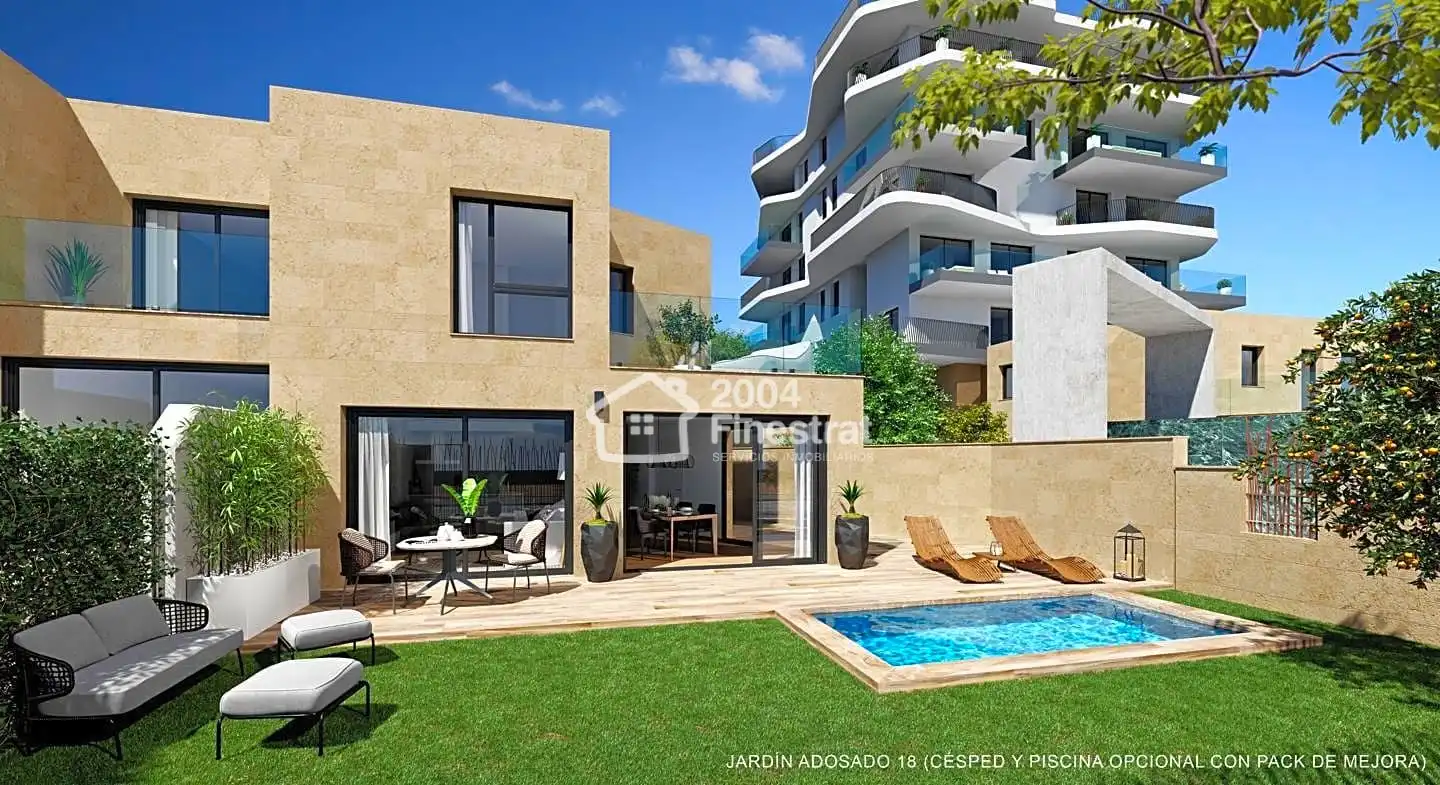 Garden of Flat for sale in Villajoyosa / La Vila Joiosa  with Air Conditioner, Terrace and Community pool