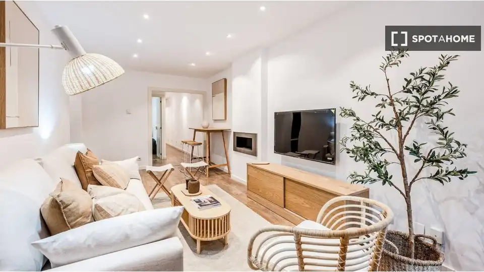 Sala de estar de Piso de alquiler en Barcelona con Aire acondicionado, Calefacción y Amueblado