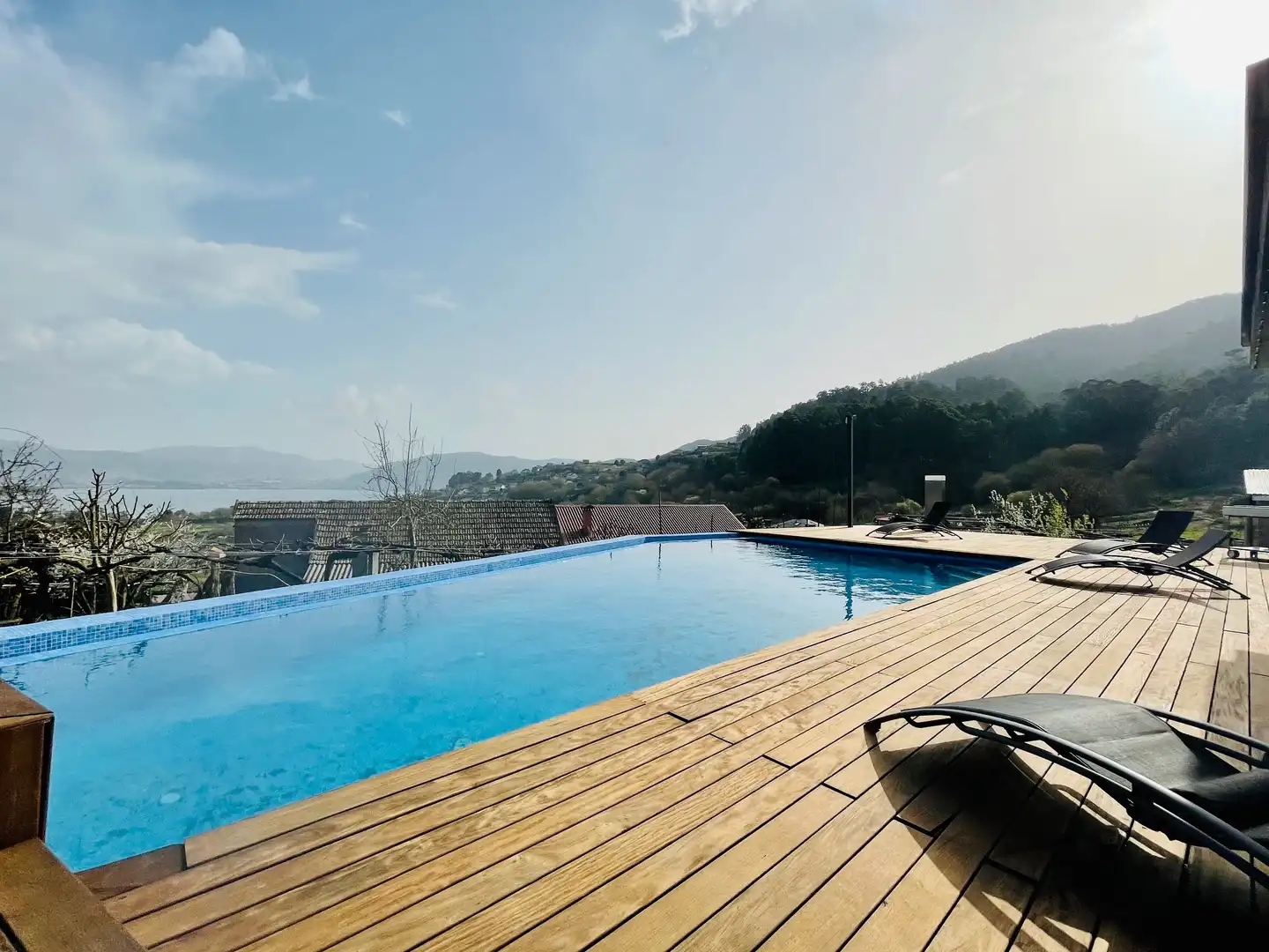 Swimming pool of Houses for rent in Vilaboa  with Private garden, Parquet flooring and Terrace