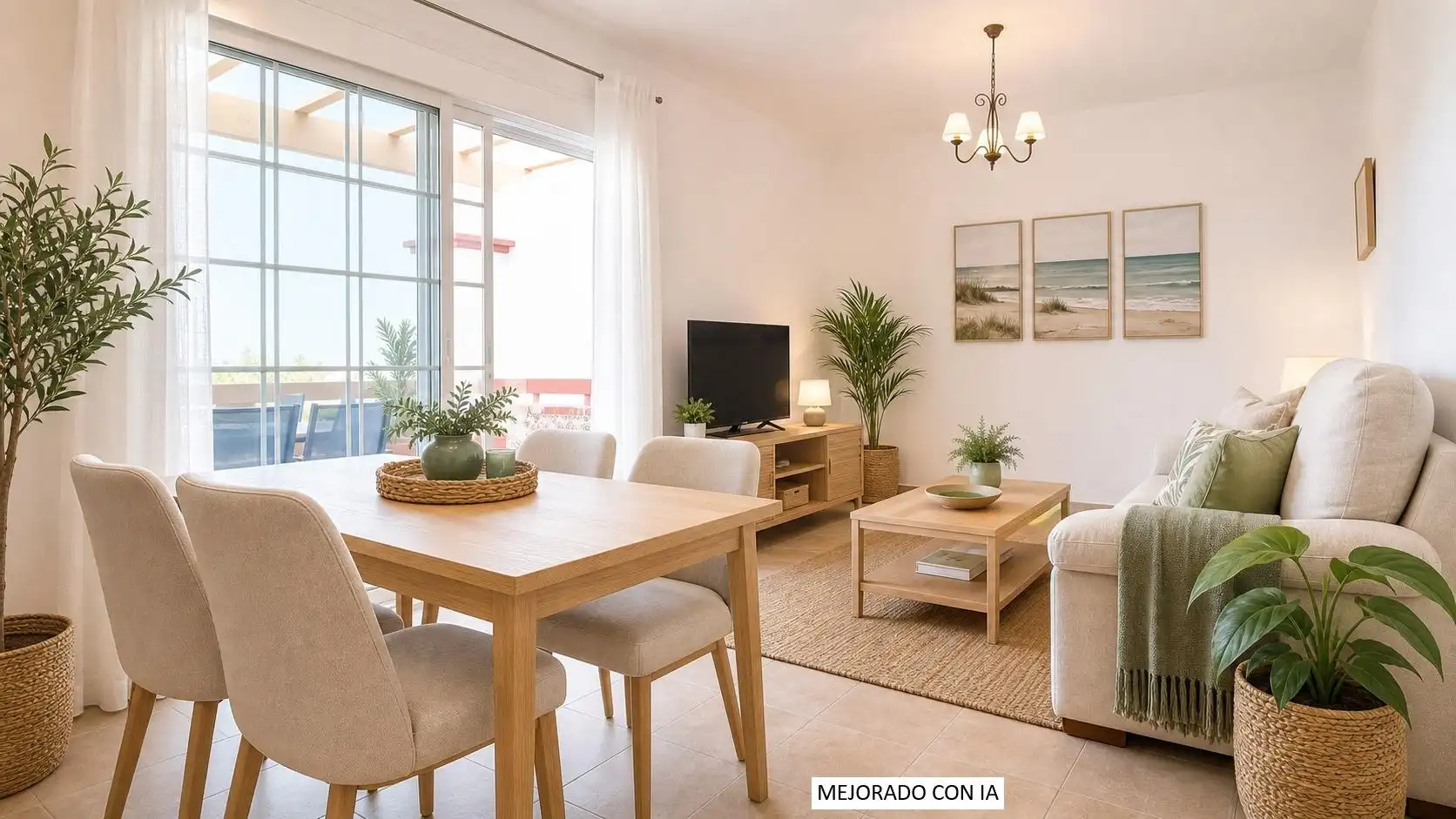 Sala de estar de Apartamento en venta en Ayamonte con Terraza, Amueblado y Piscina comunitaria