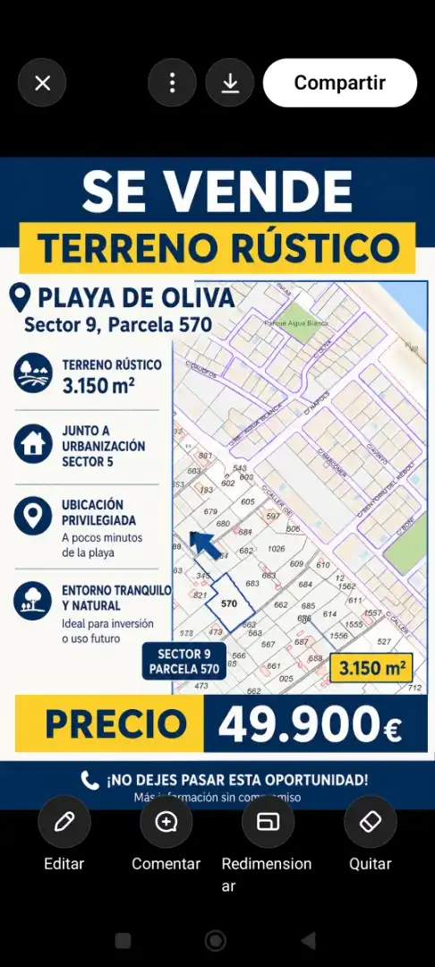 Vista exterior de Terreno en venta en Oliva Playa