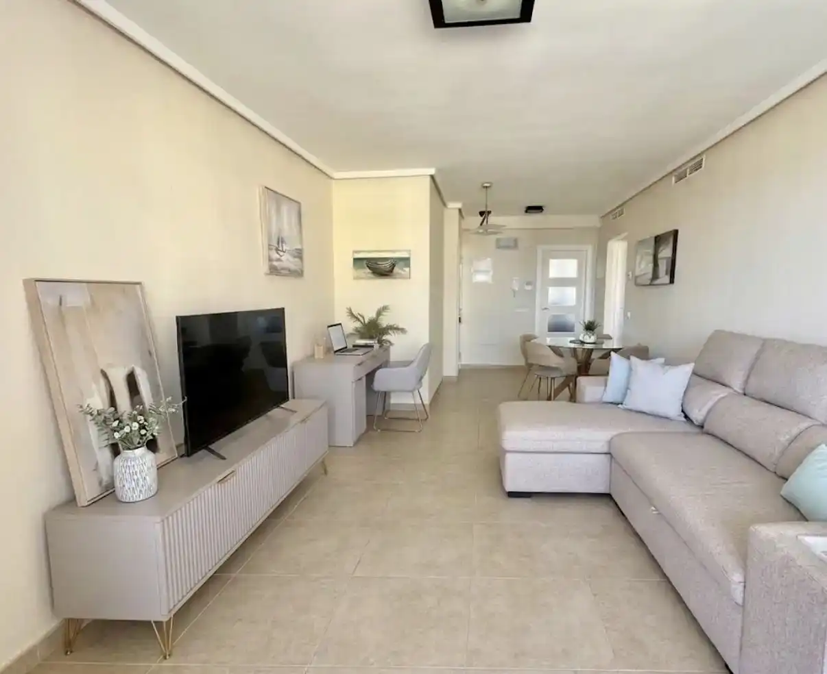 Wohnzimmer von Wohnung zur Miete in Calpe / Calp mit Klimaanlage, Privatgarten und Abstellraum