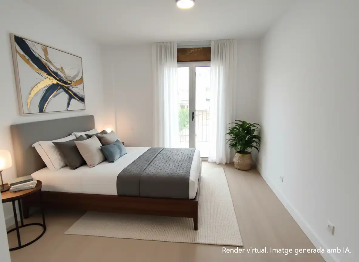 Schlafzimmer von Wohnung zum Verkauf in Salt mit Klimaanlage, Heizung und Parkett