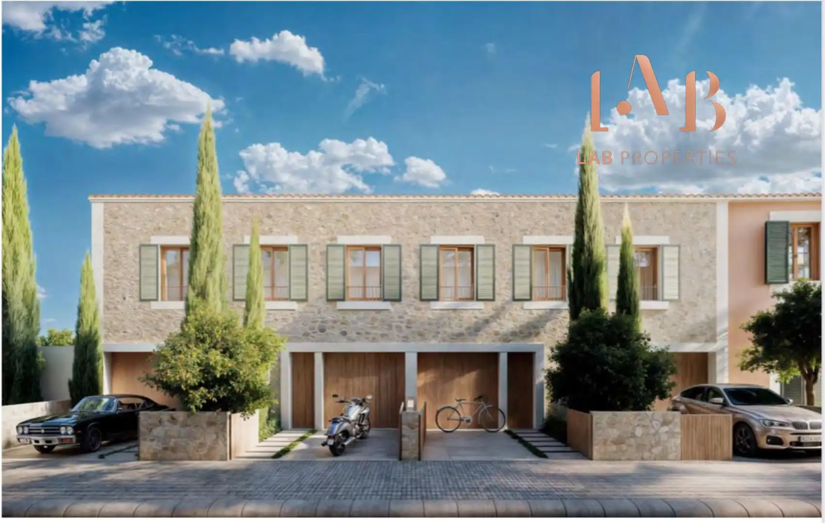 Exterior view of Detached homes for sale in Ses Salines  with Air Conditioner, Private garden and Swimming Pool