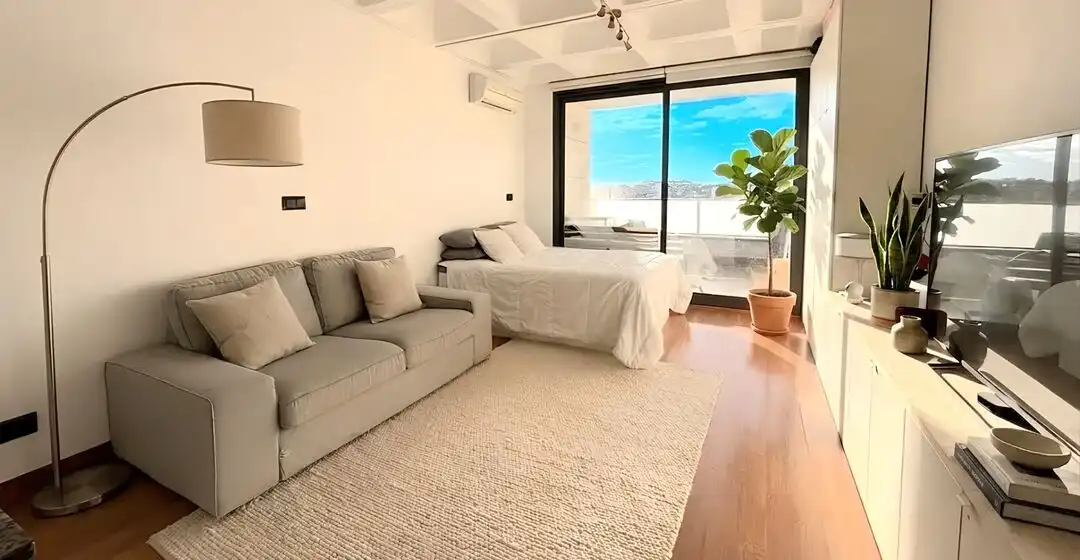 Sala d'estar de Àtic de lloguer en Madrid amb Aire condicionat, Calefacció i Terrassa