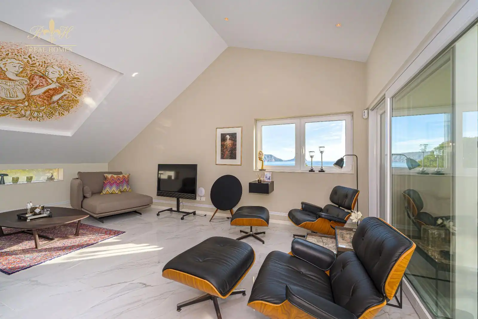 Wohnzimmer von Dachboden zum Verkauf in Altea mit Klimaanlage, Heizung und Schwimmbad