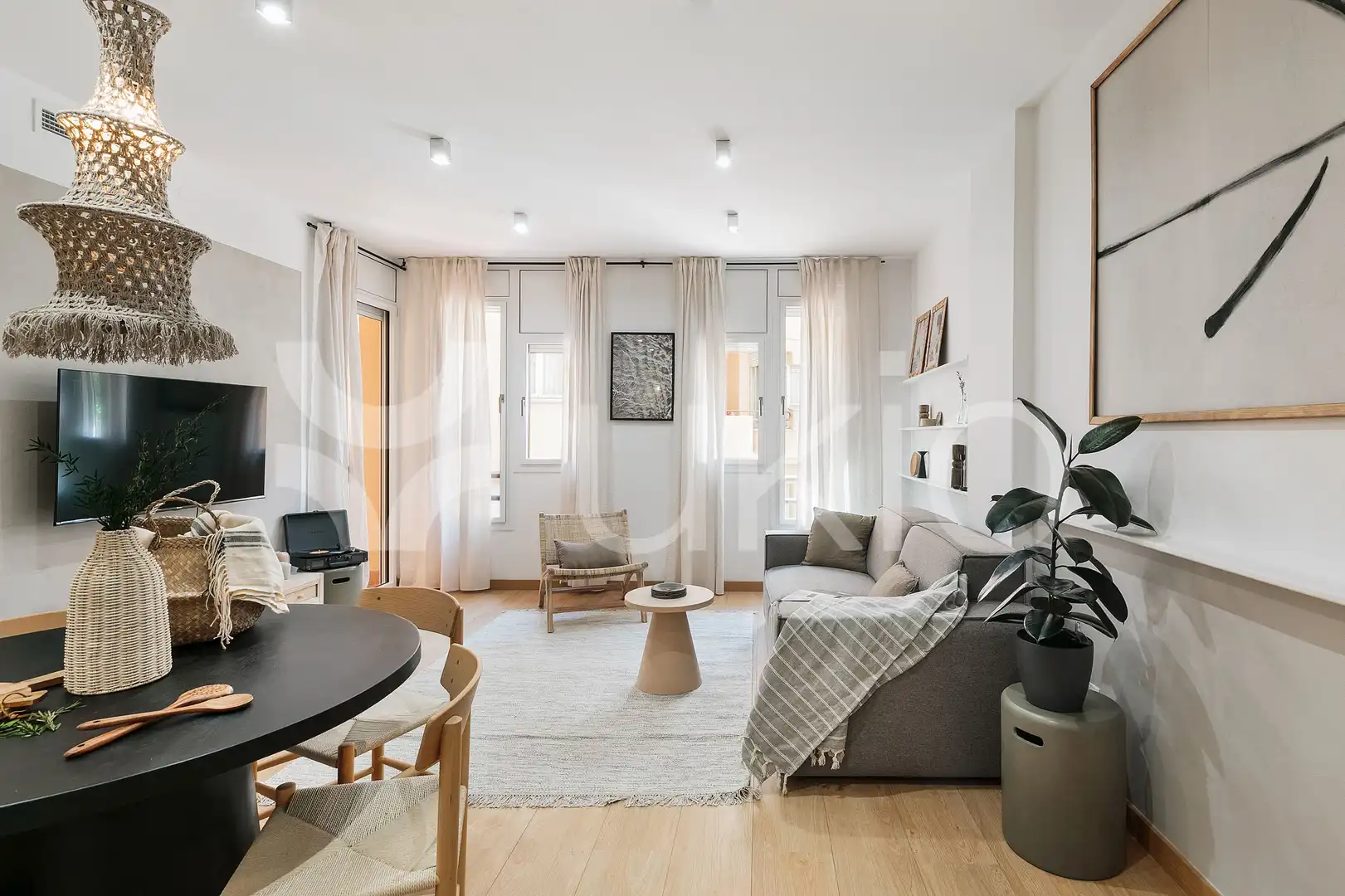 Sala de estar de Apartamento de alquiler en Barcelona con Aire acondicionado, Calefacción y Amueblado