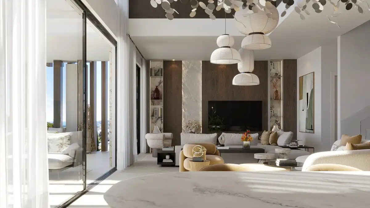 Sala de estar de Casa o chalet en venta en Estepona con Aire acondicionado, Jardín privado y Terraza