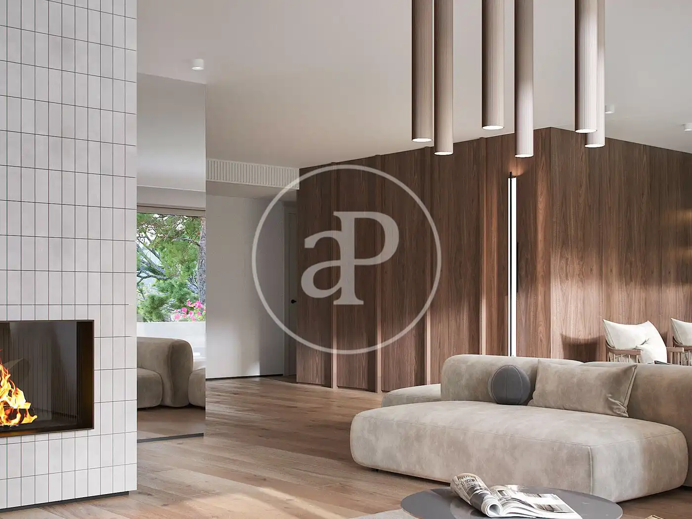 Wohnzimmer von Wohnung zum Verkauf in Barcelona mit Klimaanlage, Heizung und Privatgarten