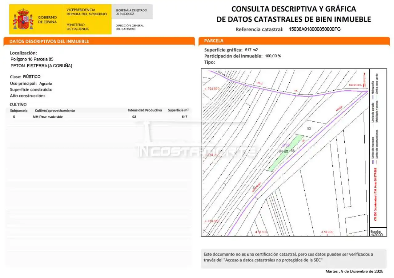 Land for sale in Fisterra