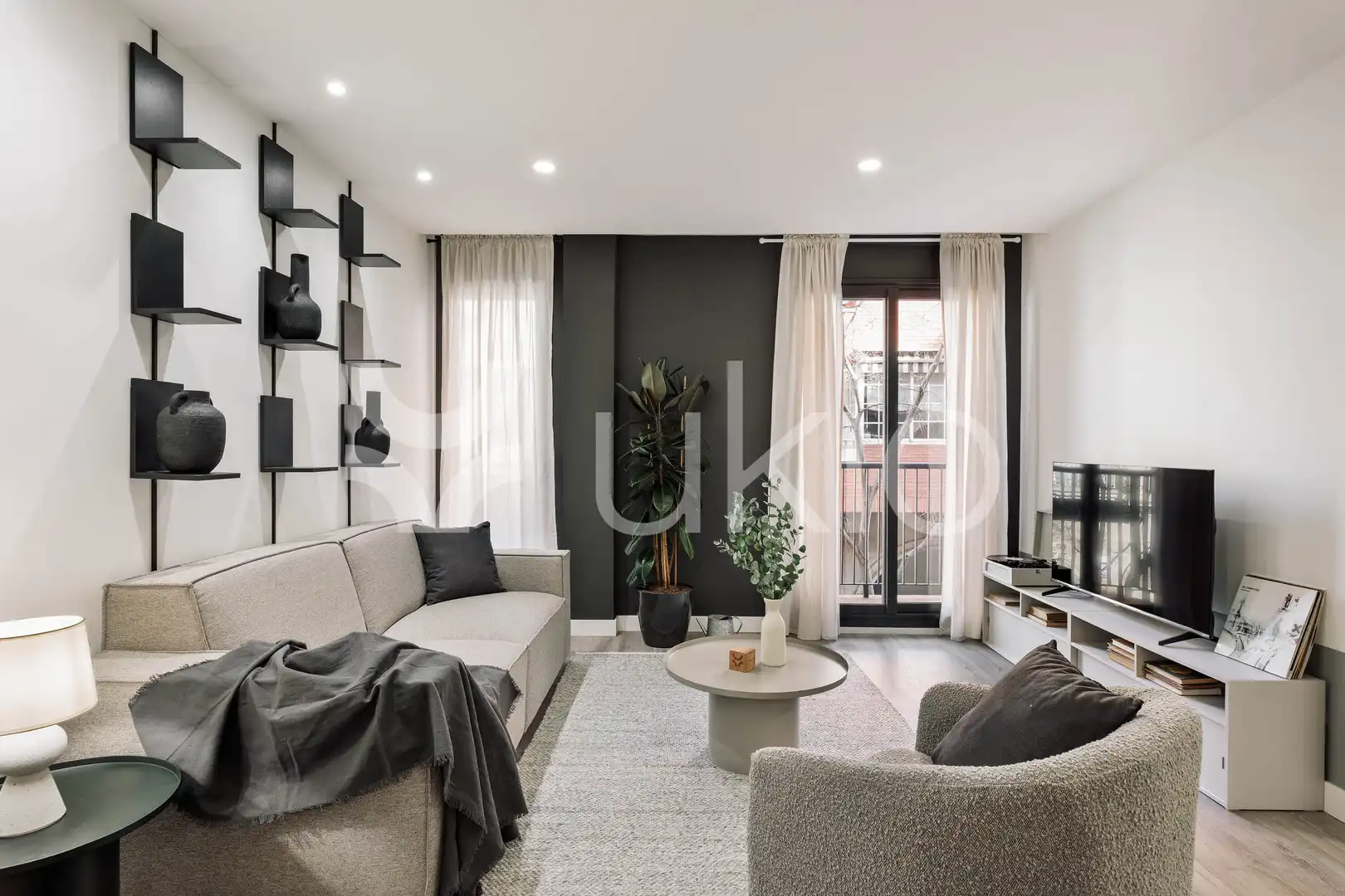 Sala de estar de Piso de alquiler en Barcelona con Aire acondicionado, Calefacción y Amueblado