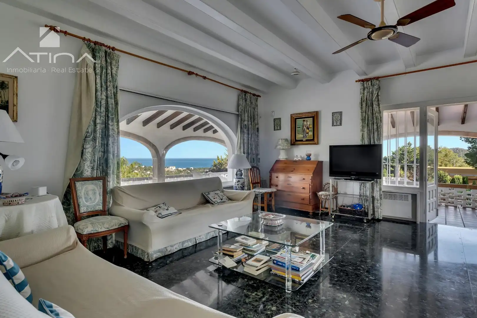 Sala de estar de Casa o chalet en venta en Jávea / Xàbia con Jardín privado, Terraza y Piscina