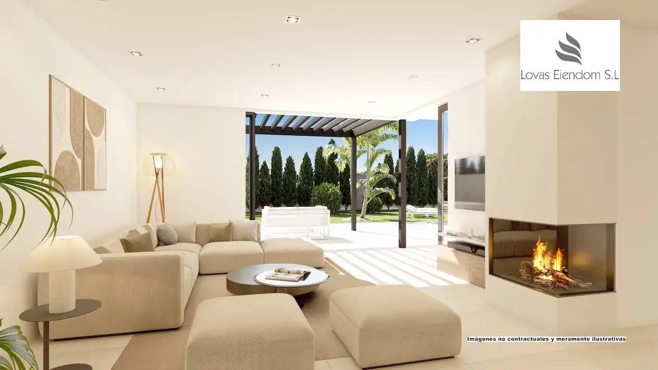 Sala d'estar de Casa o xalet en venda en L'Alfàs del Pi amb Aire condicionat, Jardí privat i Terrassa