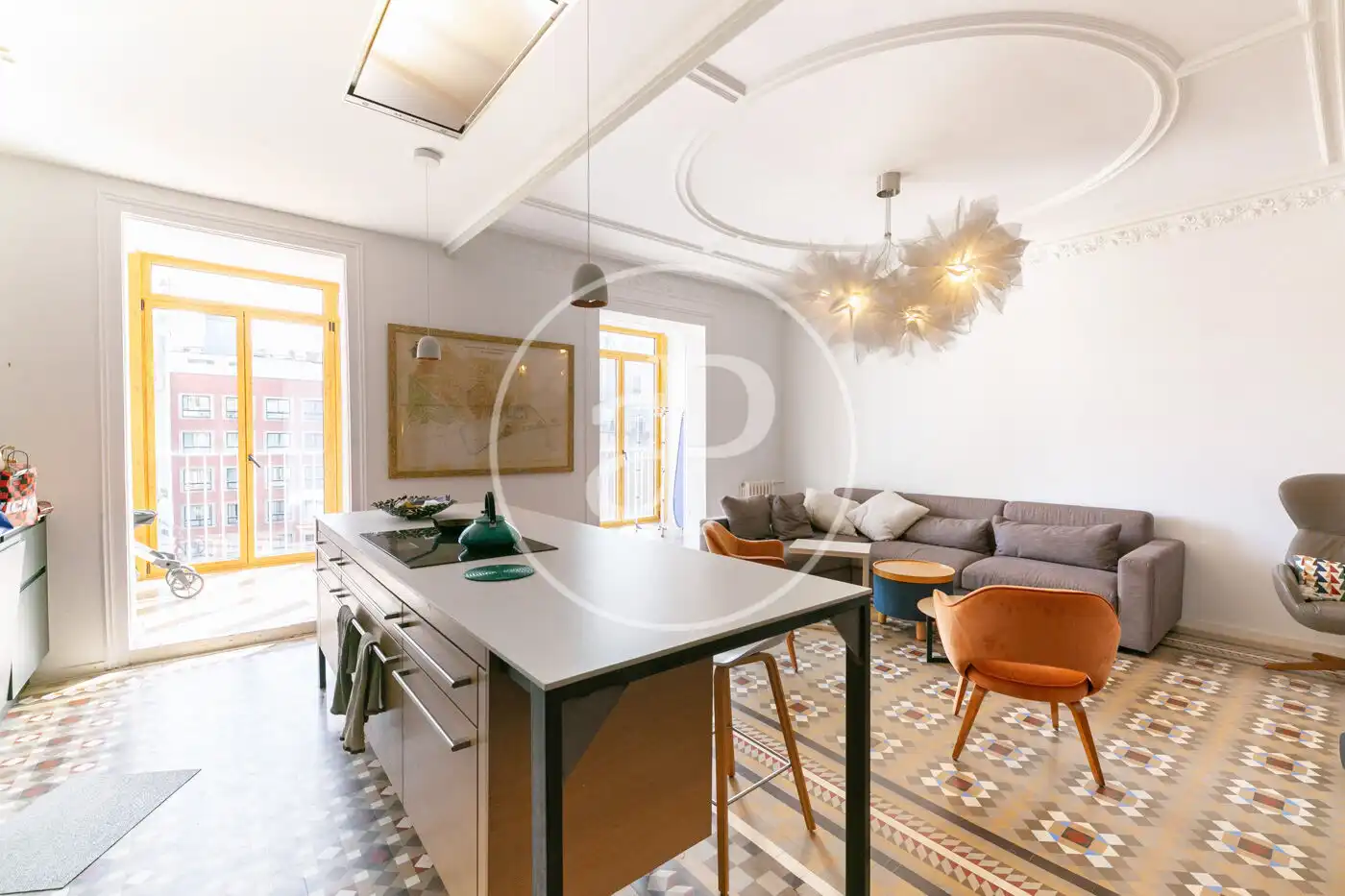 Sala de estar de Piso de alquiler en Barcelona con Aire acondicionado, Calefacción y Amueblado