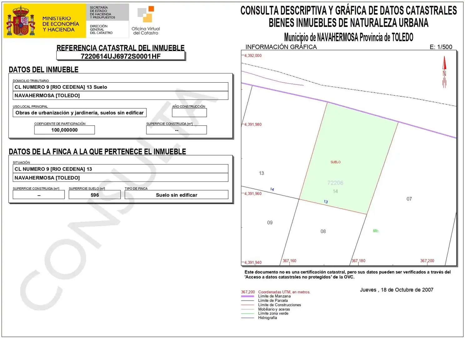 Terreny residencial en venda a Calle de Cedena