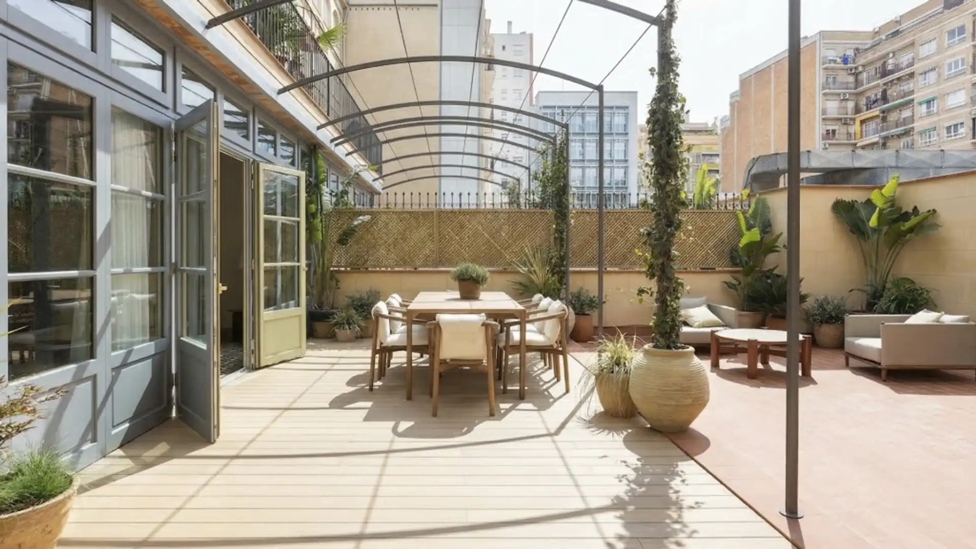 Terrasse von Wohnungen zum Verkauf in  Barcelona Capital mit Klimaanlage, Privatgarten und Parkett