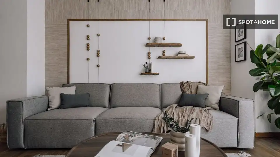 Living room of Flat for rent in Madrid  with Air Conditioner, Heating and Furnished