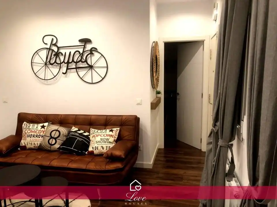 Sala d'estar de Estudi de lloguer en Madrid amb Calefacció, Parquet i Moblat
