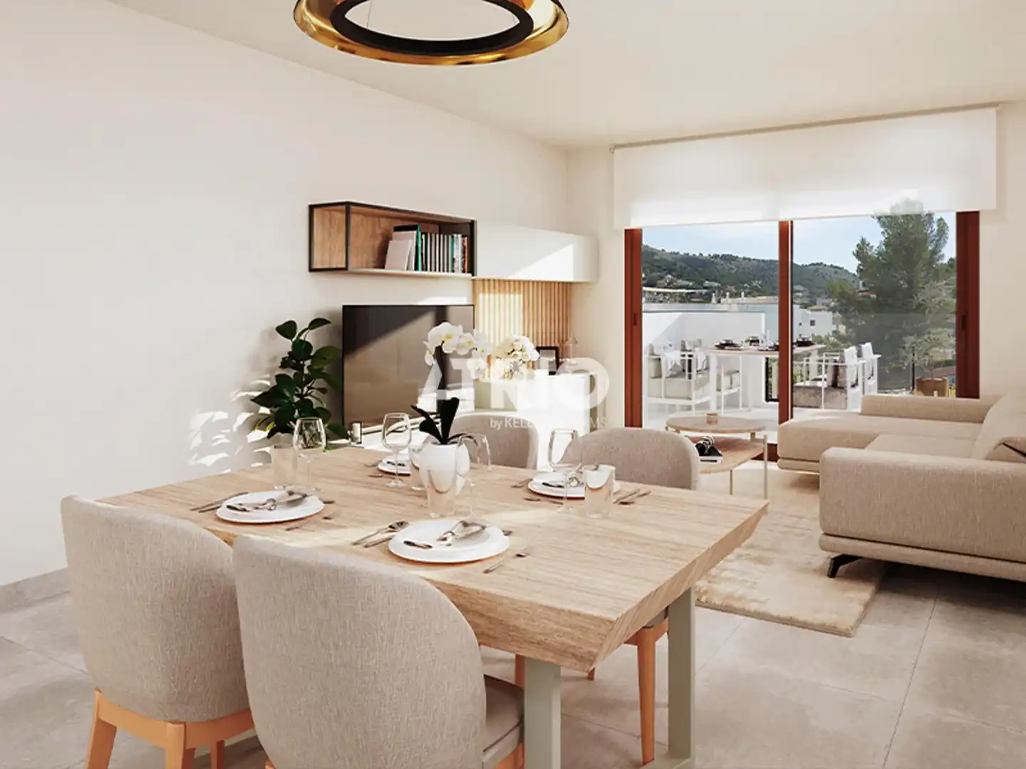 Wohnzimmer von Wohnung zum Verkauf in Capdepera mit Klimaanlage, Privatgarten und Terrasse