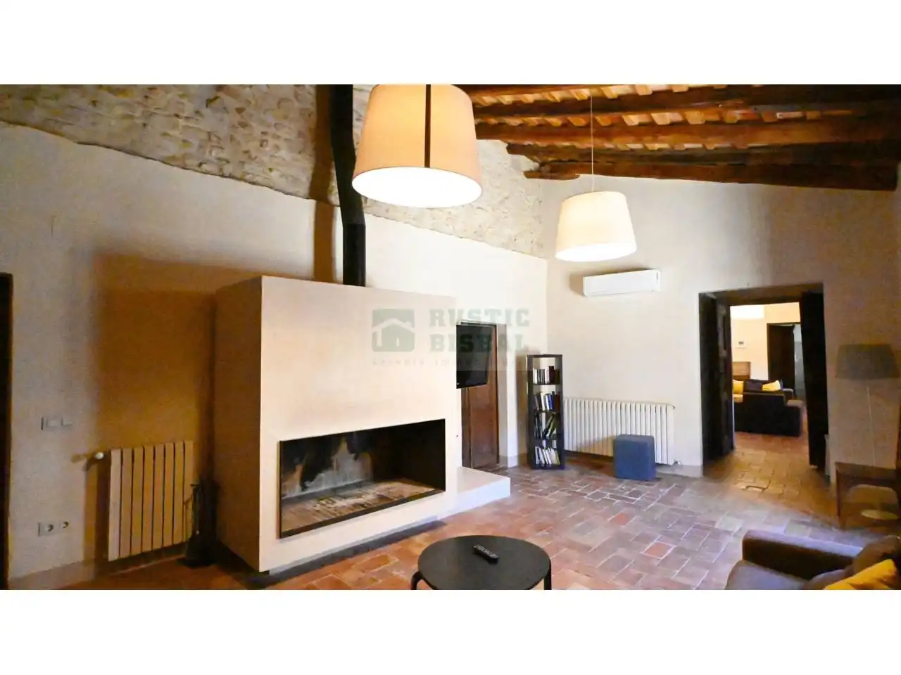 Wohnzimmer von Country house zur Miete in Vilademuls mit Klimaanlage, Heizung und Privatgarten