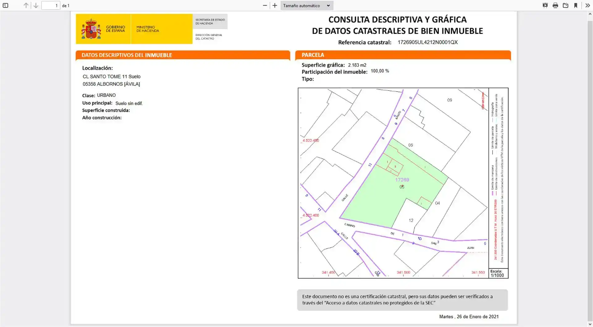 Terreno en venta en Albornos, Ávila