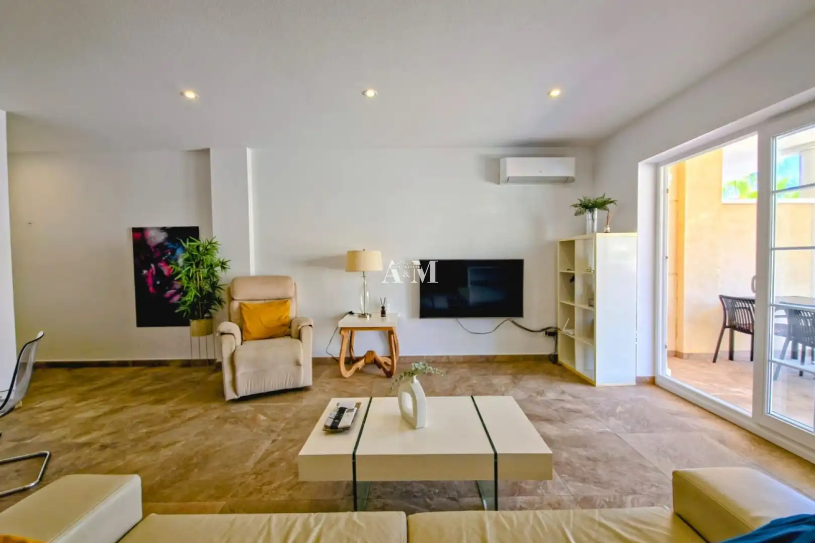Wohnzimmer von Wohnung zur Miete in Guardamar del Segura mit Klimaanlage, Heizung und Terrasse