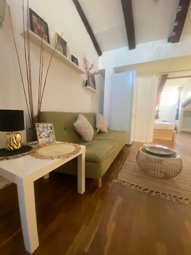 Wohnzimmer von Dachboden zur Miete in Madrid mit Klimaanlage, Heizung und Möbliert