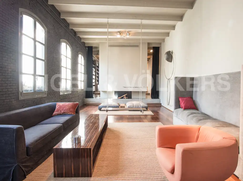 Wohnzimmer von Loft zur Miete in Barcelona mit Klimaanlage, Heizung und Parkett