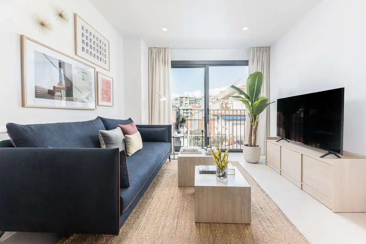 Sala de estar de Piso de alquiler en Barcelona con Aire acondicionado, Calefacción y Amueblado