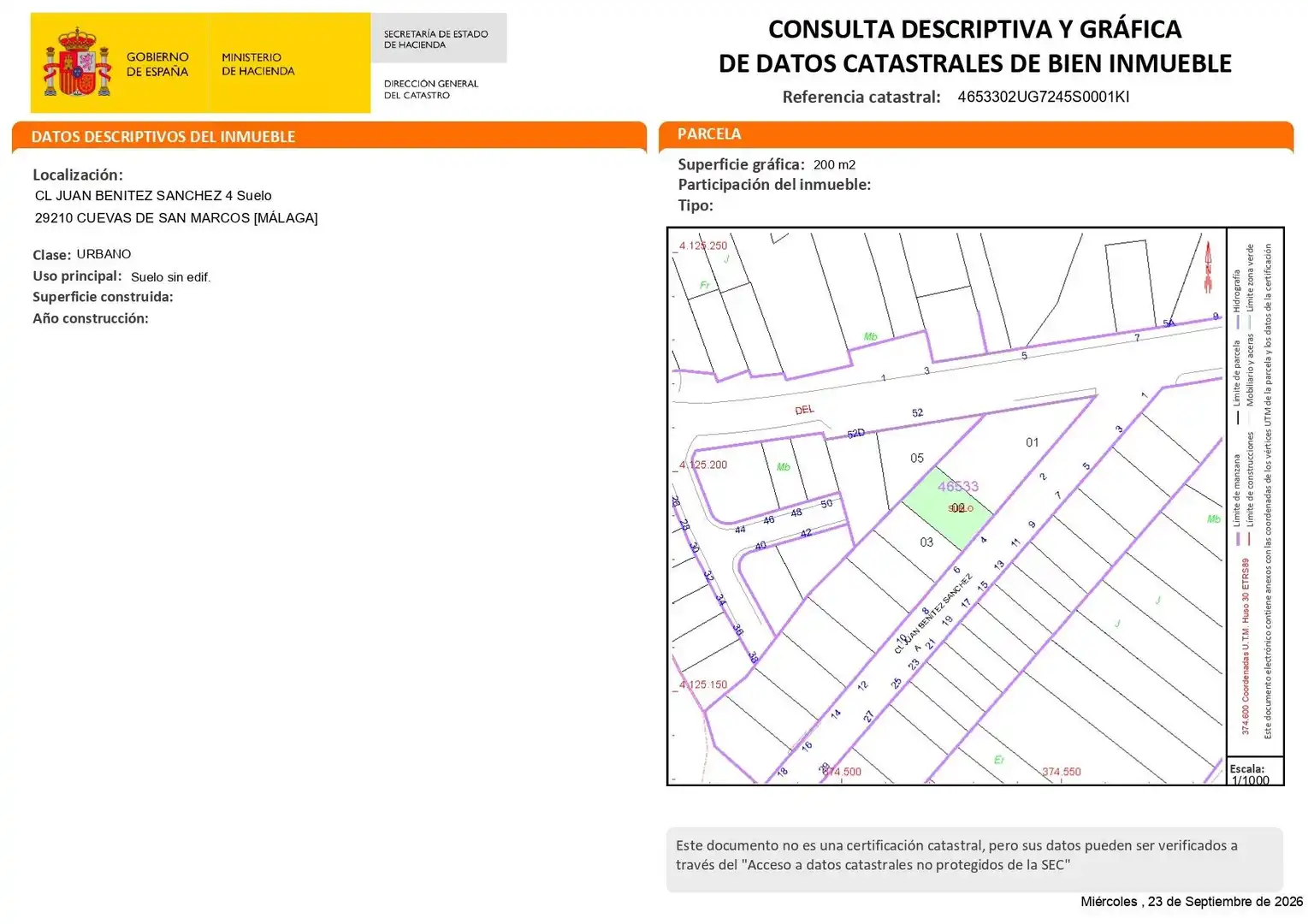 Residential land for sale in JUAN BENITEZ SANCHEZ 4, imagen 5