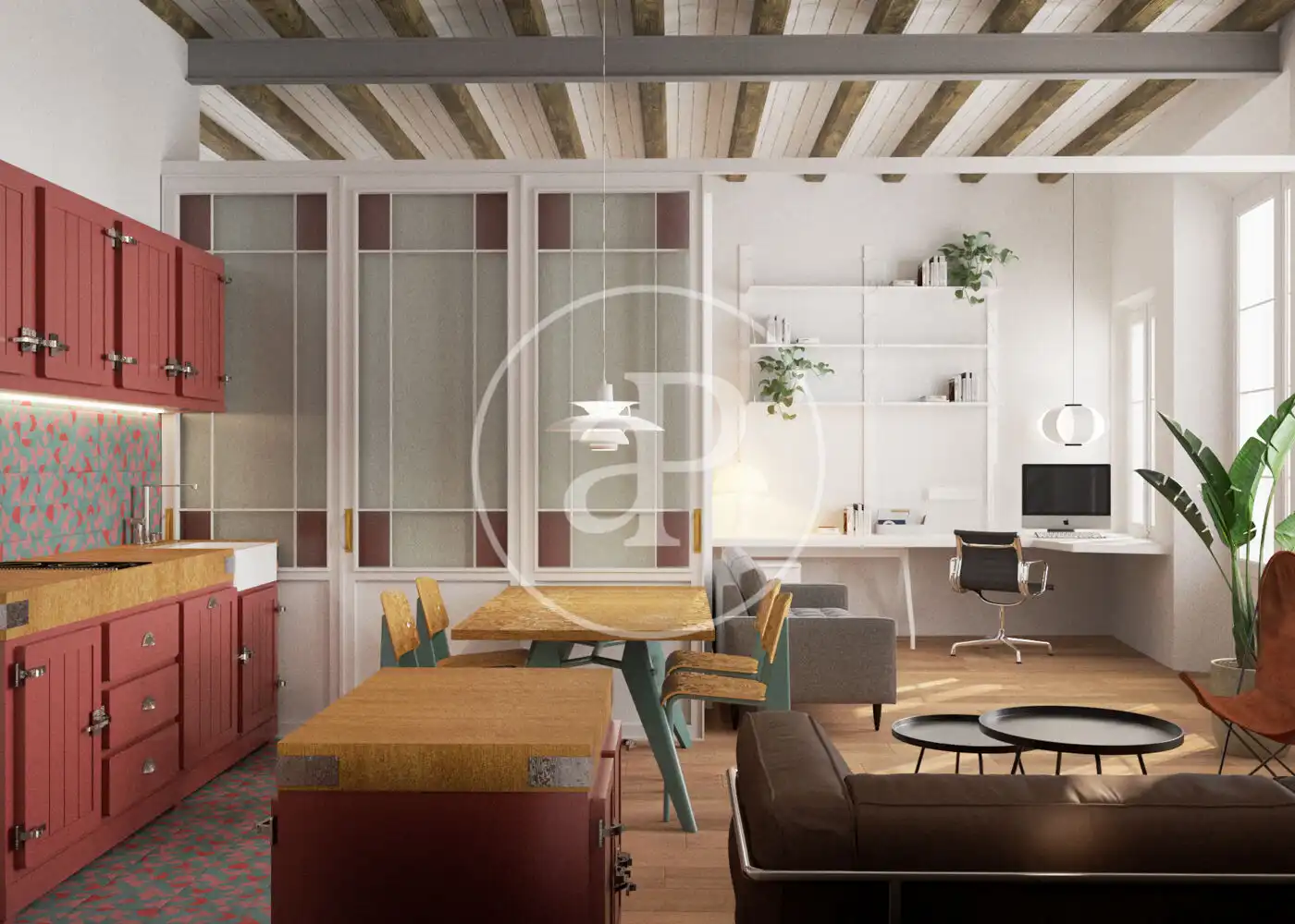 Sala de estar de Ático en venta en Barcelona con Aire acondicionado, Calefacción y Terraza