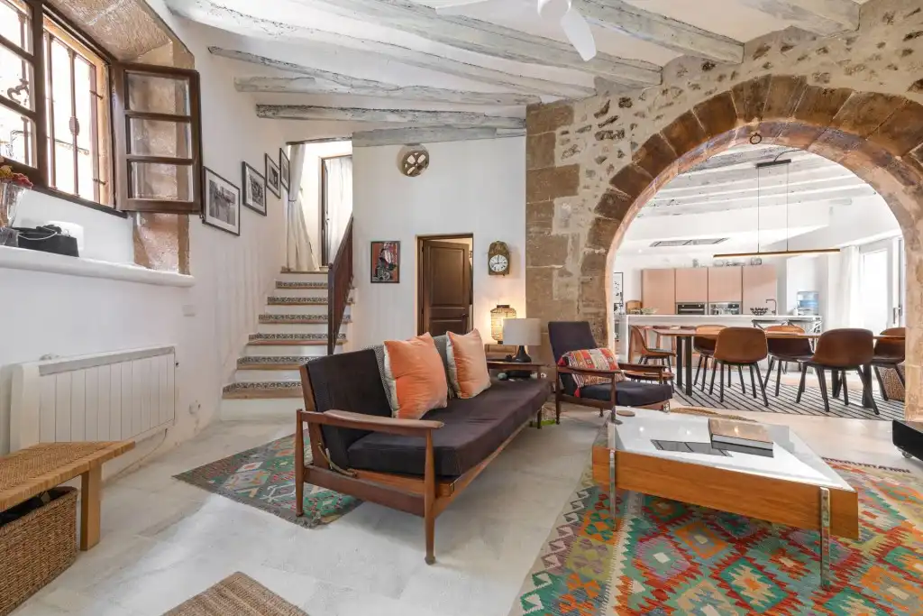 Sala de estar de Finca rústica en venta en Pollença con Aire acondicionado, Calefacción y Terraza