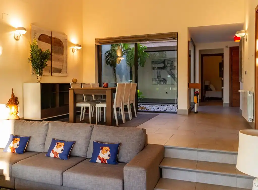Sala d'estar de Casa o xalet de lloguer en El Rompido amb Aire condicionat, Calefacció i Jardí privat