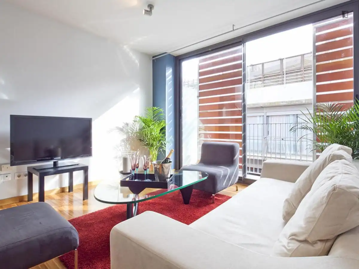 Sala de estar de Apartamento de alquiler en Barcelona con Aire acondicionado, Calefacción y Amueblado