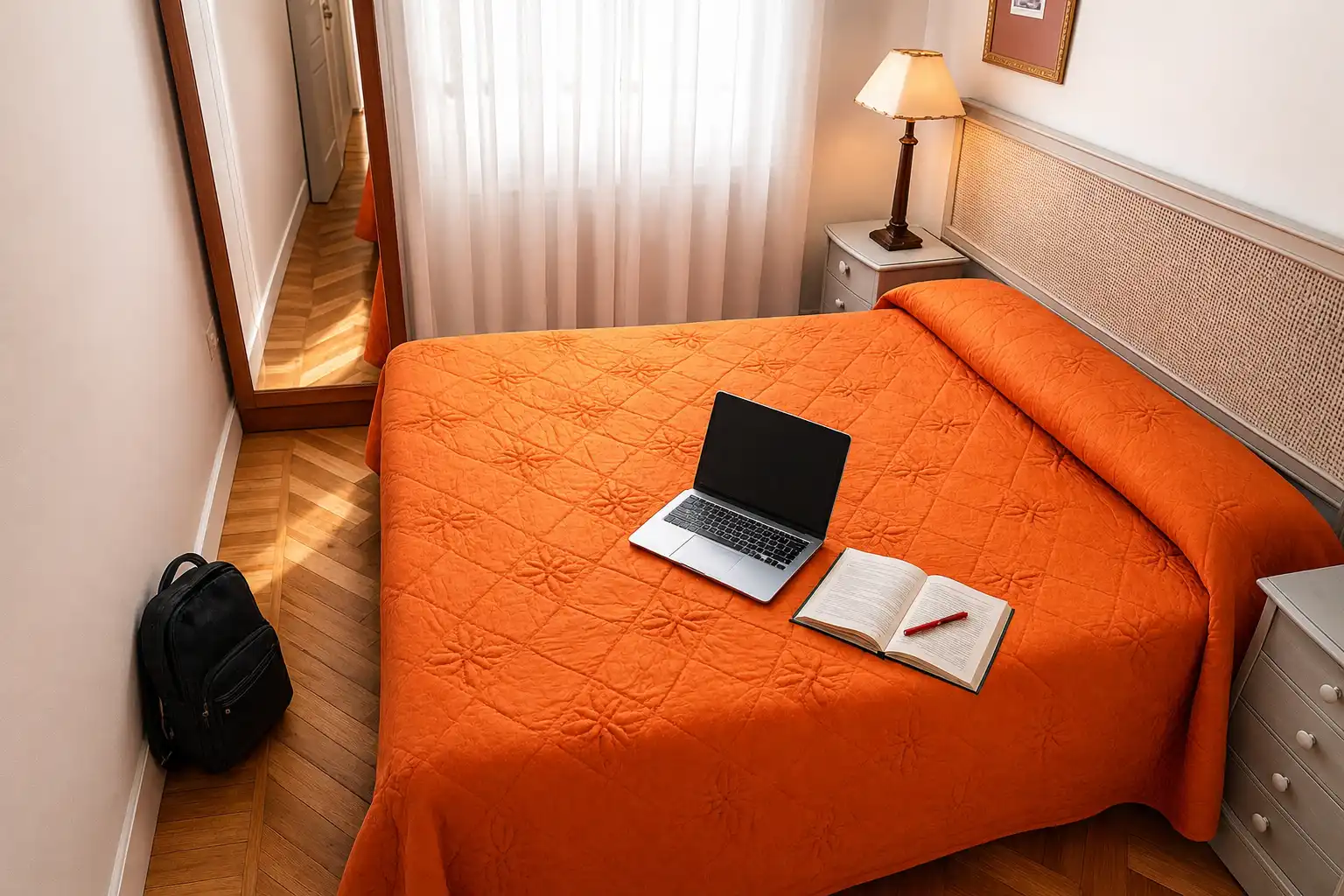 Schlafzimmer von Wohnung zur Miete in Santander mit Heizung, Möbliert und Ofen