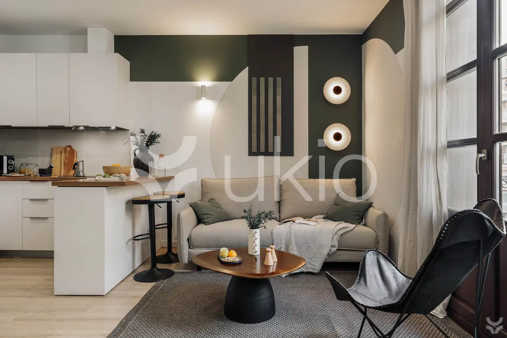 Sala de estar de Apartamento de alquiler en Barcelona con Aire acondicionado, Calefacción y Amueblado