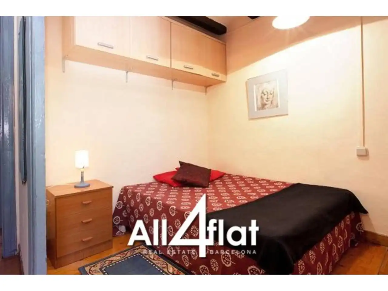 Bedroom of Study for rent in Barcelona  with Air Conditioner, Parquet flooring and Furnished