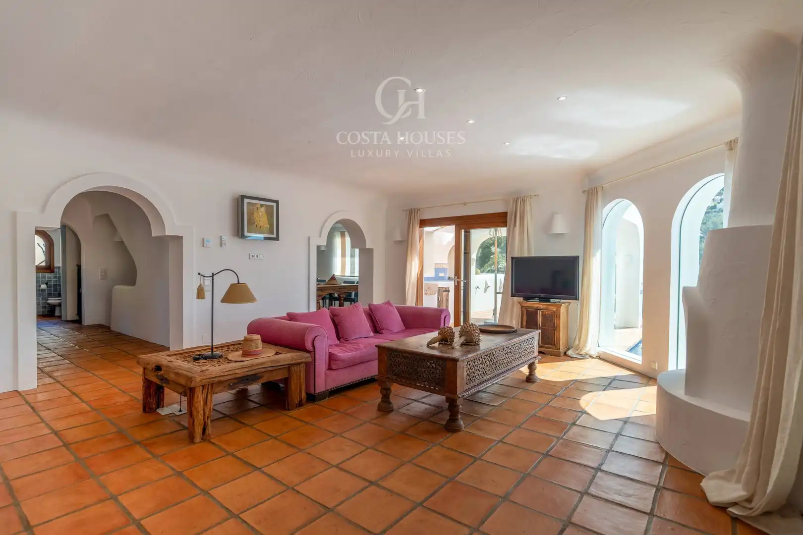 Sala d'estar de Casa o xalet en venda en Moraira amb Aire condicionat, Calefacció i Jardí privat