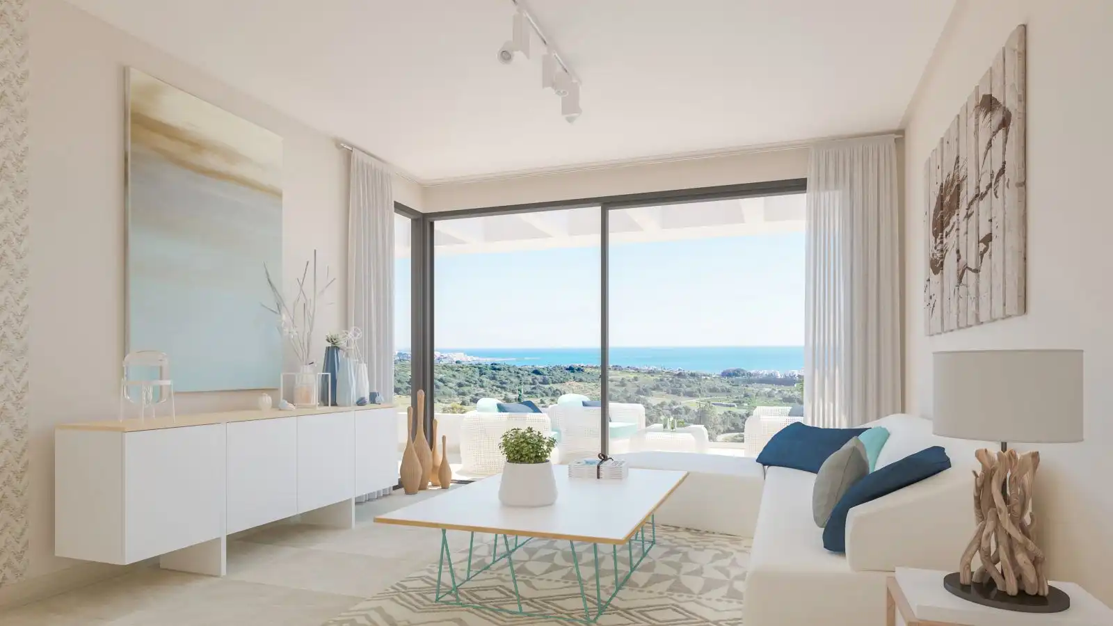Sala de estar de Apartamento de alquiler en Estepona con Aire acondicionado, Calefacción y Terraza